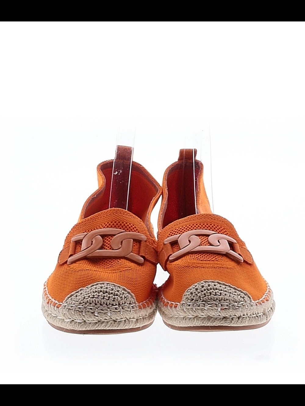 Women's Orange Espadrille Loafers with Chain Accent